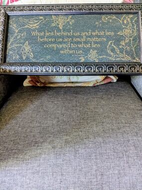 Vintage Framed Inspirational Wall Picture With Gold Lettering.